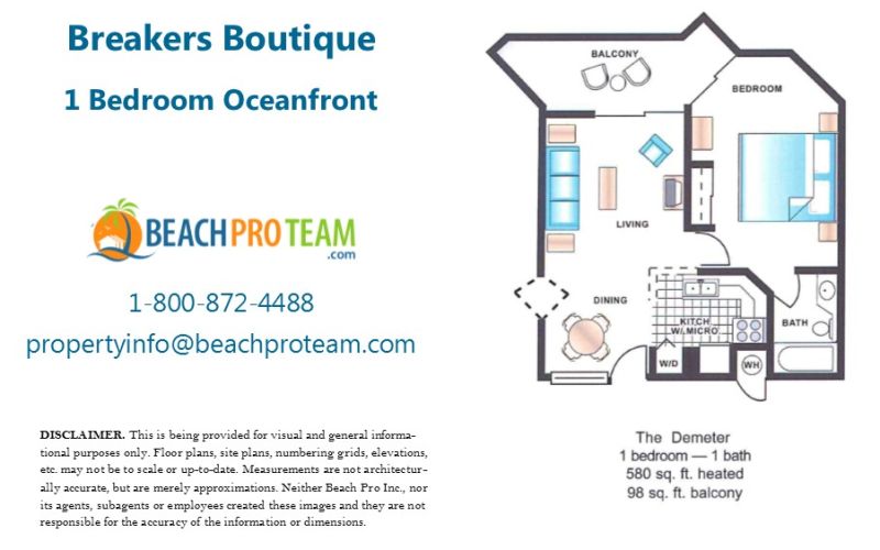 Breakers Boutique Demeter Floor Plan - 1 Bedroom Oceanfront